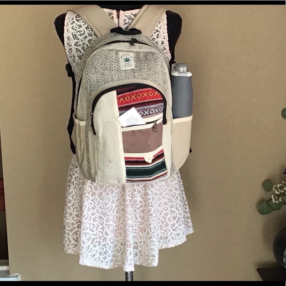 Boho Hemp Backpack,Pure Hemp backpack,Hippie bag